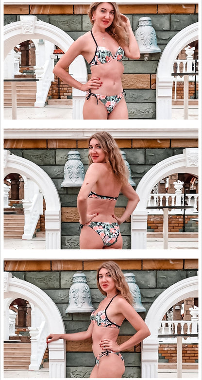 2 Piece Bikini Push Up Swimwear Print Floral Bikinis Set Swimsuit Bathing Suit Two Piece Summer Beach Wear The Clothing Company Sydney