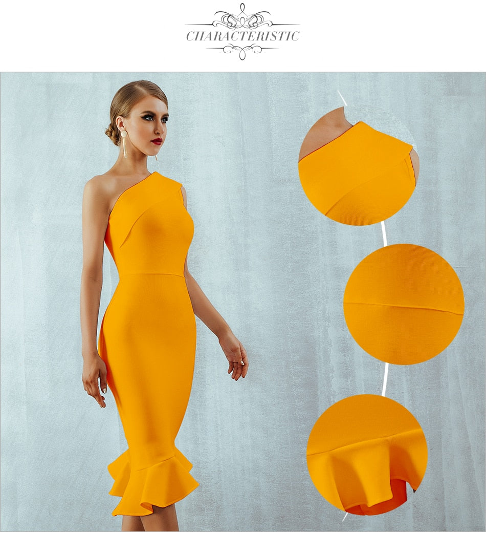 Summer Bandage Dress One Shoulder Sleeveless Ruffles Nightclub Evening Party Mermaid Dresses The Clothing Company Sydney