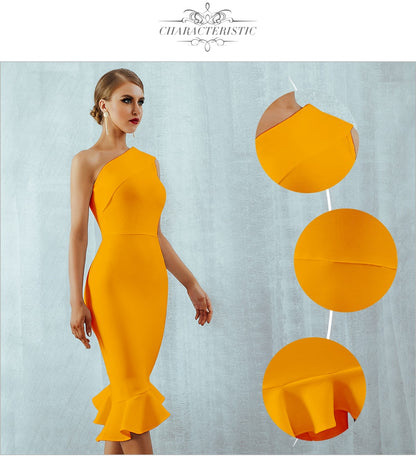 Summer Bandage Dress One Shoulder Sleeveless Ruffles Nightclub Evening Party Mermaid Dresses The Clothing Company Sydney