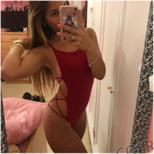 Strappy Backless Bodysuit Women Sleeveless Summer  Scoop Neck Cross Slim Cami Bodysuit The Clothing Company Sydney