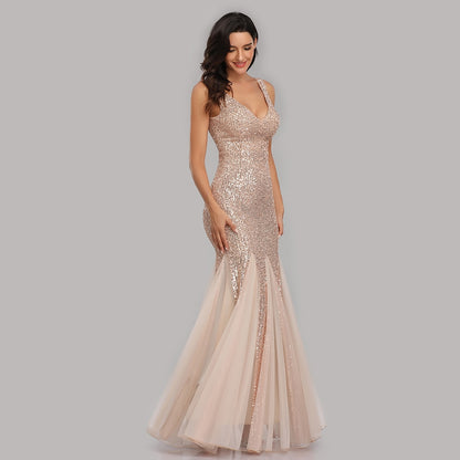 Plus Size V Neck Mermaid Burgundy Long Formal Prom Party Gown Sequins Sleeveless Evening Cocktail Dress The Clothing Company Sydney