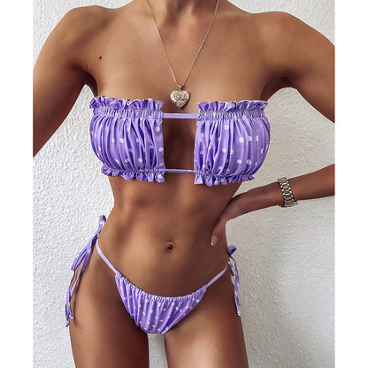 2 Piece Pleated Bandeau Swimsuit Swimwear Mini Thong Bikini Set Bather Swimming Beachwear The Clothing Company Sydney