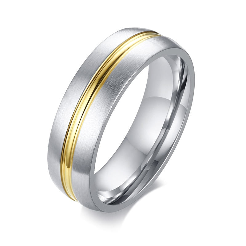 6/8mm Black Ring for Men Women Groove Rainbow Stainless Steel Wedding Bands Trendy Fraternal Rings Casual  Jewelry The Clothing Company Sydney