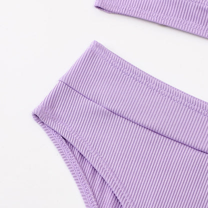 2 Piece Ribbed Bikini Women Swimsuit High Waist Swimwear V-neck Biquini Push Up Bathing Suit Women Black Bikini Set The Clothing Company Sydney