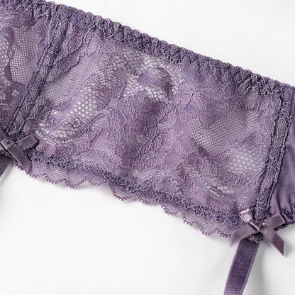 Ultra-Thin Gathered Plus Size Bowknot Floral Underwear Lace Strap Bra + Panties + Garte 3 Piece set The Clothing Company Sydney