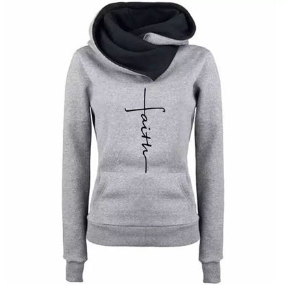 Autumn Winter Hoodies Sweatshirts Faith Embroidered Sweatshirt Long Sleeve Pullovers Casual Warm Hooded Top The Clothing Company Sydney