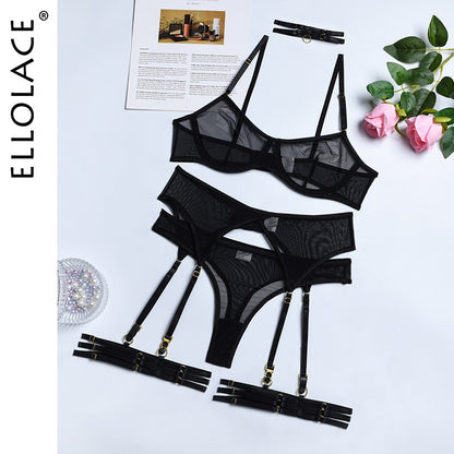 4 Piece Lingerie Underwear Bra Garters Brief Sets Transparent Lace Seamless Panties Set The Clothing Company Sydney