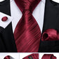 Designer Wedding Men's Tie Red  Solid Striped Paisley Neckties For Men Business Hanky Cufflinks Tie Set The Clothing Company Sydney