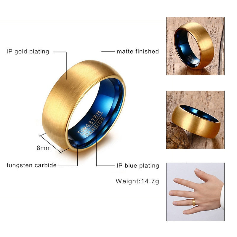 Black TUNGSTEN CARBIDE Rings for Men 8mm Wedding Band Interface Matt Surface Classic Alliance Jewellery Anniversary Gift The Clothing Company Sydney