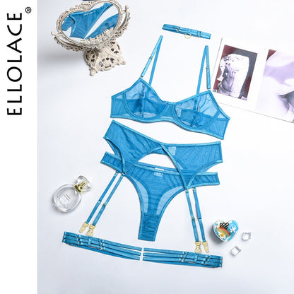 4 Piece Lingerie Underwear Bra Garters Brief Sets Transparent Lace Seamless Panties Set The Clothing Company Sydney