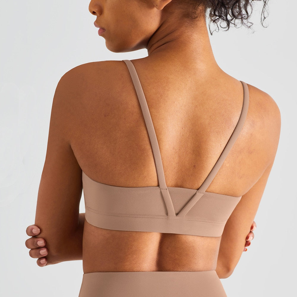 Skin Friendly High-end Lycra Fabric Lulu Yoga Bra Female V Strap Sports Underwear Top The Clothing Company Sydney