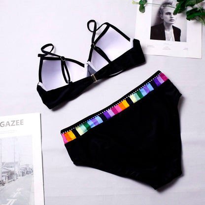 2 Piece Black Bikini Set Swimwear Print Swimsuit Push Up Polka Dots Bathing Suit Beachwear Biquini The Clothing Company Sydney