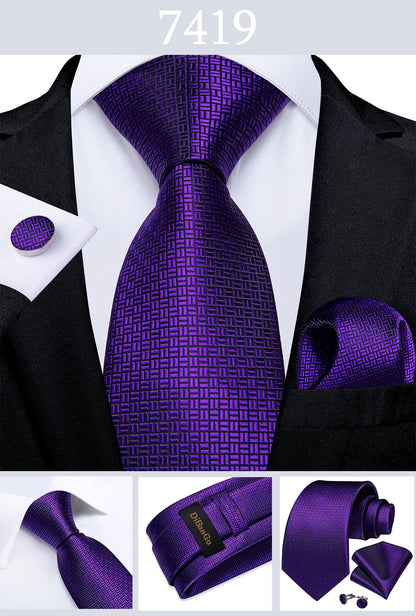 Men Purple Floral Paisley Necktie Business Formal 100% Silk Tie Pocket Square Set For Wedding Party The Clothing Company Sydney