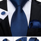 Classic 100% Silk Men's Ties 8cm Blue Plaid Dot Striped Business Necktie Handkerchief Wedding Party Tie Set The Clothing Company Sydney