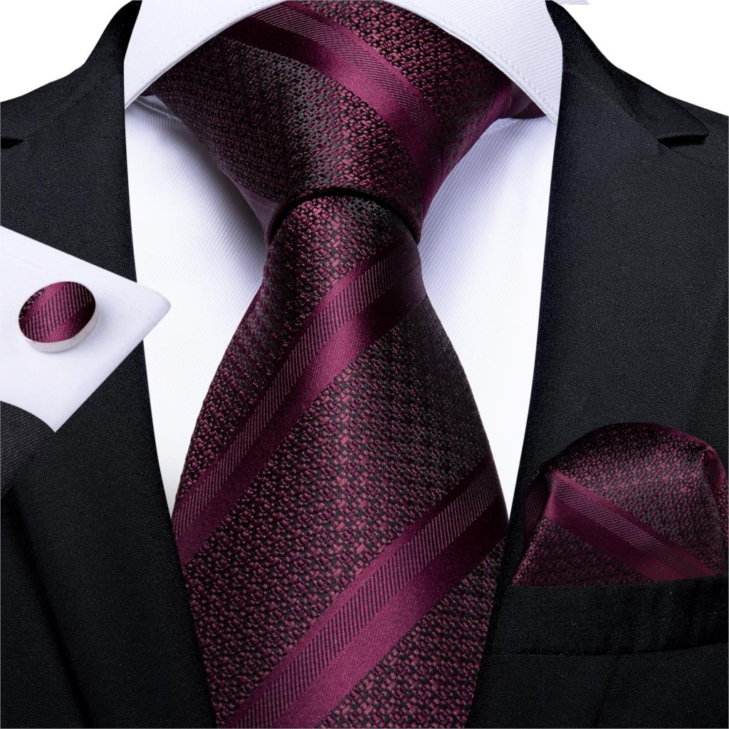 3 Piece Designer Men's Wedding Tie Gold Black Striped Silk Neck Ties For Men Hanky Cufflinks Set Business Party Wear The Clothing Company Sydney