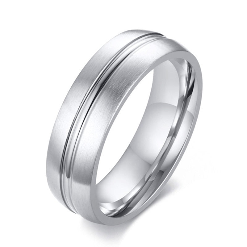 6/8mm Black Ring for Men Women Groove Rainbow Stainless Steel Wedding Bands Trendy Fraternal Rings Casual  Jewelry The Clothing Company Sydney