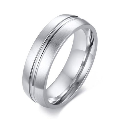 6/8mm Black Ring for Men Women Groove Rainbow Stainless Steel Wedding Bands Trendy Fraternal Rings Casual  Jewelry The Clothing Company Sydney
