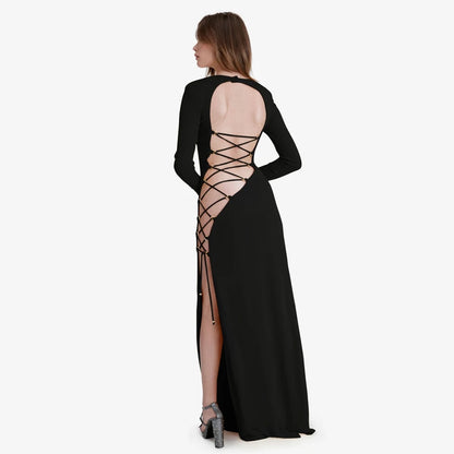 Fashion Bandage Long Sleeve Sexy Backless Maxi Elegant Club Party Split Dresses The Clothing Company Sydney