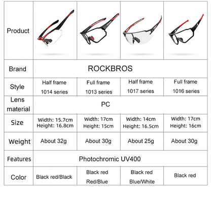 Photochromic Cycling Glasses Bike Bicycle Glasses Sports Men's Women's Sunglasses MTB Road Cycling Eyewear Protection Goggles The Clothing Company Sydney