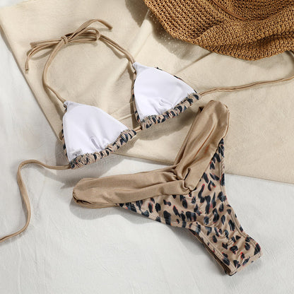 2 Piece Glitter Fabric Bikini Set Folds Swimsuit Halter Bathing Suit Swimwear Beachwear The Clothing Company Sydney