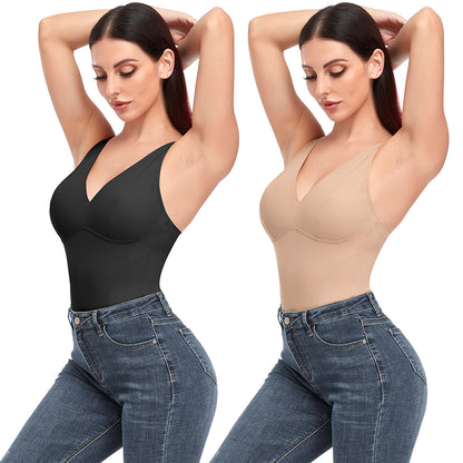 Shapewear Bodysuit Thong Shaper for Women Waist Trainer Body Shaper Deep V Neck Underwear Built-in Bra Camisole The Clothing Company Sydney