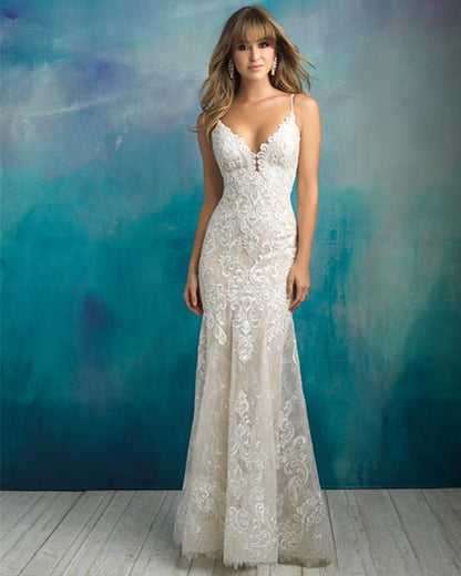 Spaghetti Straps V-neck Backless Beading Appliques Lace Mermaid Bridal Wedding Dress The Clothing Company Sydney