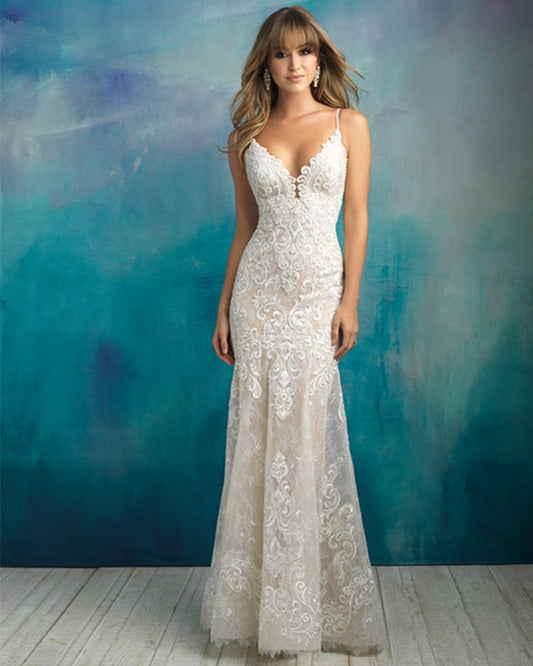 Spaghetti Straps V-neck Backless Beading Appliques Lace Mermaid Bridal Wedding Dress The Clothing Company Sydney