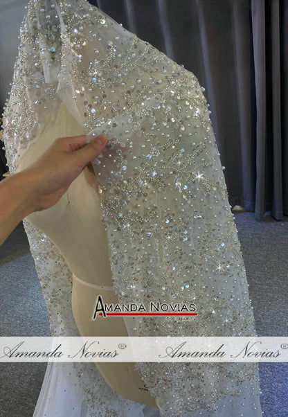 Full beading luxury long lace veil 3*4 sizes ivory color top full beading, down part with pearls Wedding Dress The Clothing Company Sydney