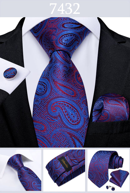 Men Purple Floral Paisley Necktie Business Formal 100% Silk Tie Pocket Square Set For Wedding Party The Clothing Company Sydney