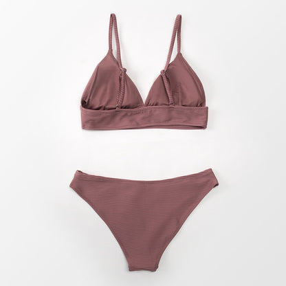 Army Green Solid Bikini Set Triangle Two Piece Swimwear Plain Beach Bathing Suit Swimsuits The Clothing Company Sydney