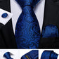 Classic 100% Silk Men's Ties 8cm Blue Plaid Dot Striped Business Necktie Handkerchief Wedding Party Tie Set The Clothing Company Sydney