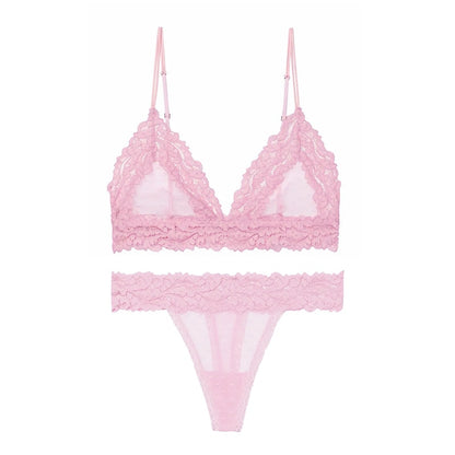2 Piece Lingerie Set Lace Transparent Bra Set Dot Mesh Bralette Push Up Brassiere T Back Panties Sets Backless V Neck Bra The Clothing Company Sydney