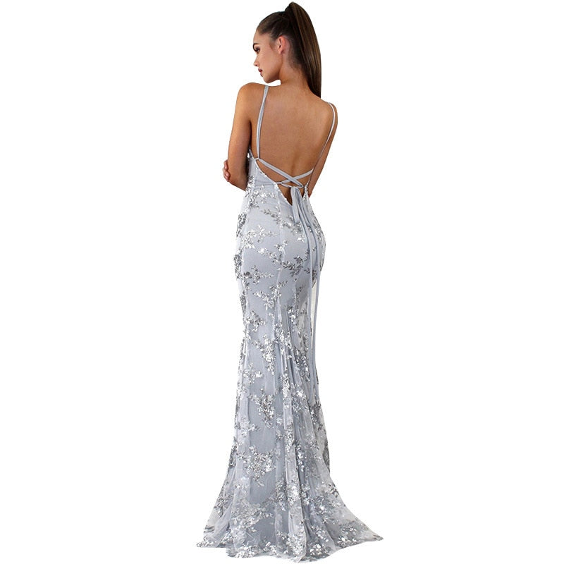 Cosy Dress Latest Party Cocktai Prom V-Neck Backless Spaghetti Strap Sleeveless Sequined Wedding Maxi Formal The Clothing Company Sydney