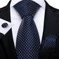 Classic 100% Silk Men's Ties 8cm Blue Plaid Dot Striped Business Necktie Handkerchief Wedding Party Tie Set The Clothing Company Sydney