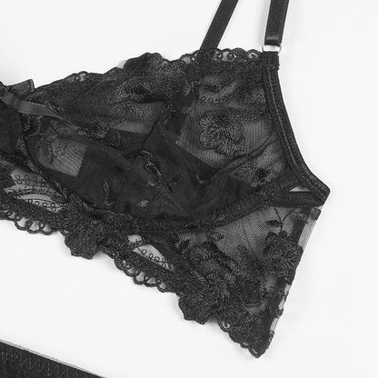 3 Piece Lace Embroidery Push Up Bra Panties Sets Deep V Gather Top Underwear Set Bras Brassiere Lingerie Set The Clothing Company Sydney