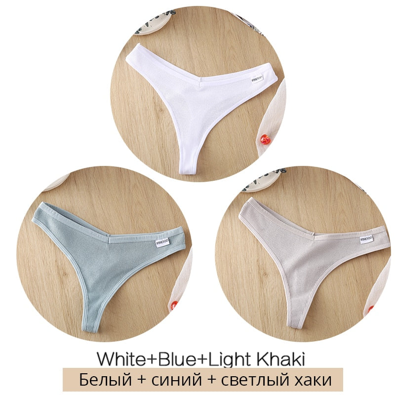 3 pack/Set Women's Cotton Mix Thongs Panties Low Waist G-String Briefs Ladies Brazilian Lingerie Girls Breathable Intimates The Clothing Company Sydney