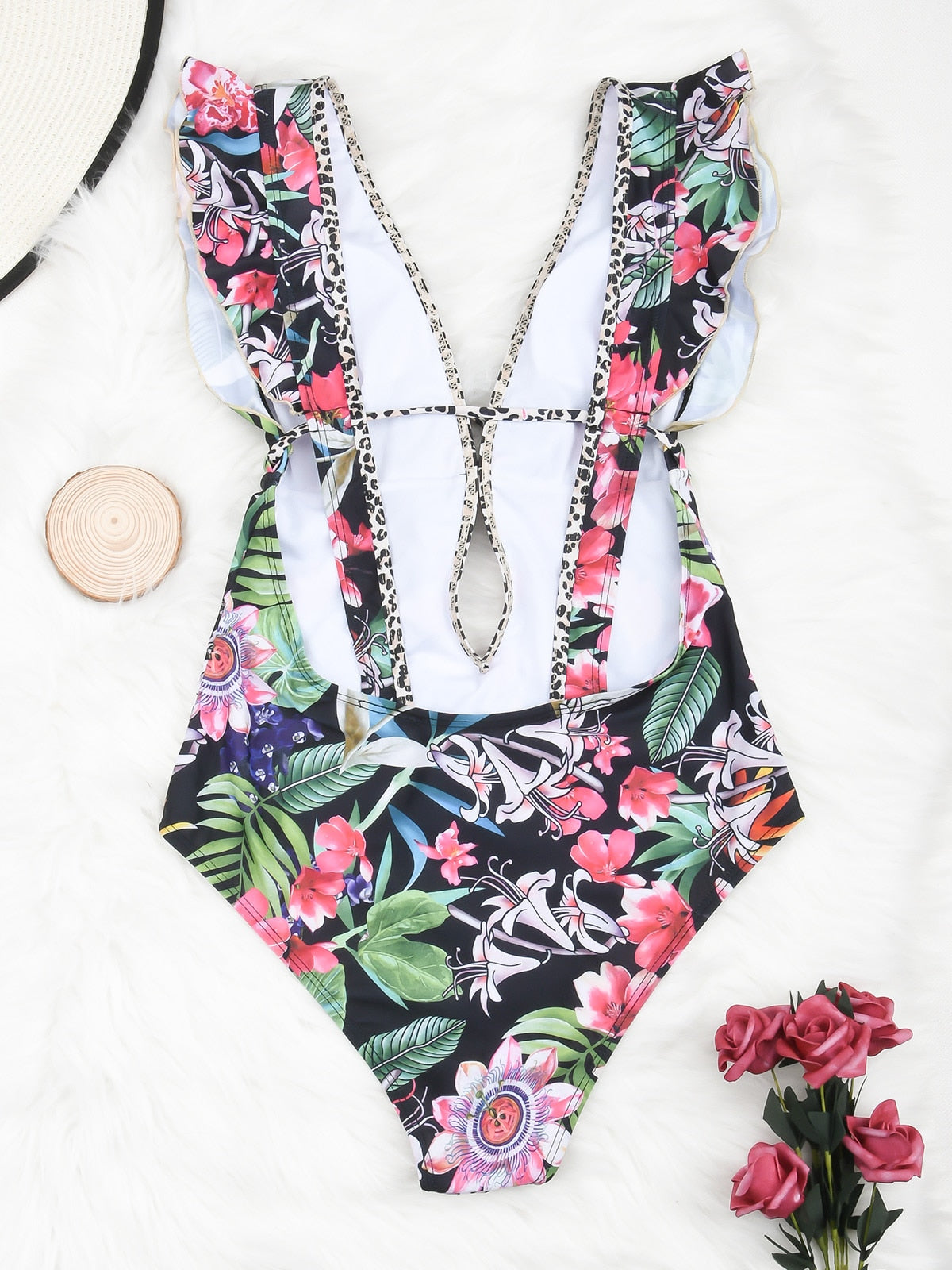 Ruffle One Piece Swimsuit Swimwear Female High Cut Brazilian Bather Monokini Bathing Suit Beachwear The Clothing Company Sydney
