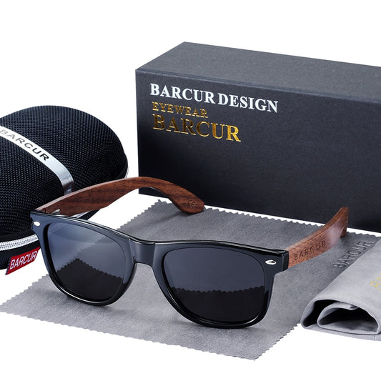 Designer Black Walnut Wood Polarized Sunglasses Men Glasses UV400 Protection Eyewear The Clothing Company Sydney