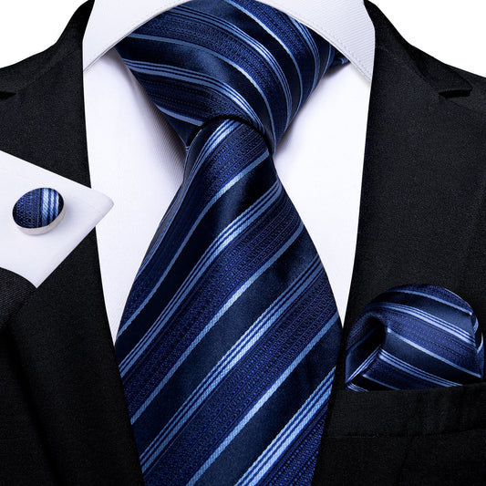 3 Piece Classic 100% Silk Men's Ties 8cm Blue Plaid Dot Striped Business Necktie Handkerchief Wedding Party Tie Set The Clothing Company Sydney