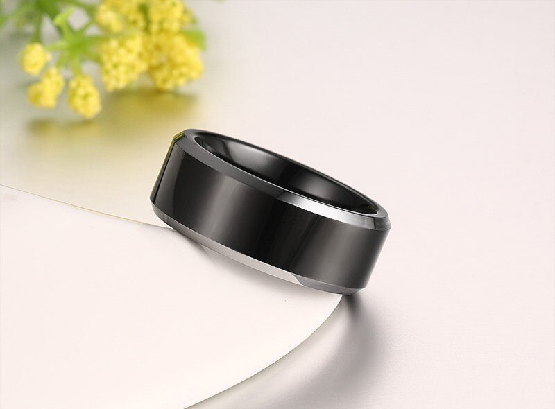 Black 8mm Real Tungsten Carbide Rings for Men Party Jewellery Simple Smooth Ring The Clothing Company Sydney