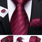 Designer Wedding Men's Tie Red  Solid Striped Paisley Neckties For Men Business Hanky Cufflinks Tie Set The Clothing Company Sydney