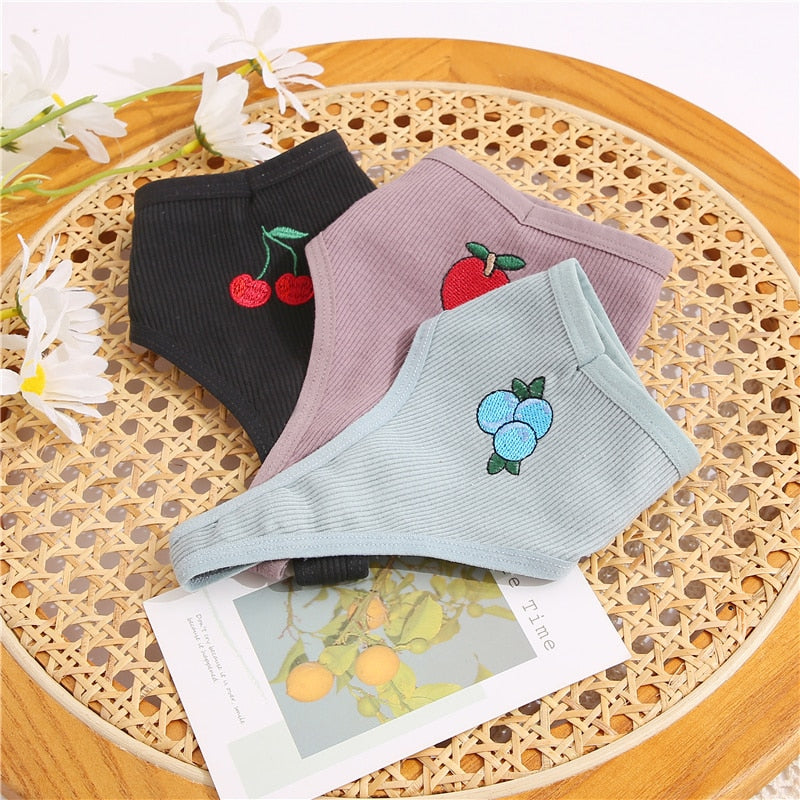Fruit Embroidery Panties Cotton G-String Underwear Thong Lingerie Underpants T-Back Pantys Intimates Panties The Clothing Company Sydney