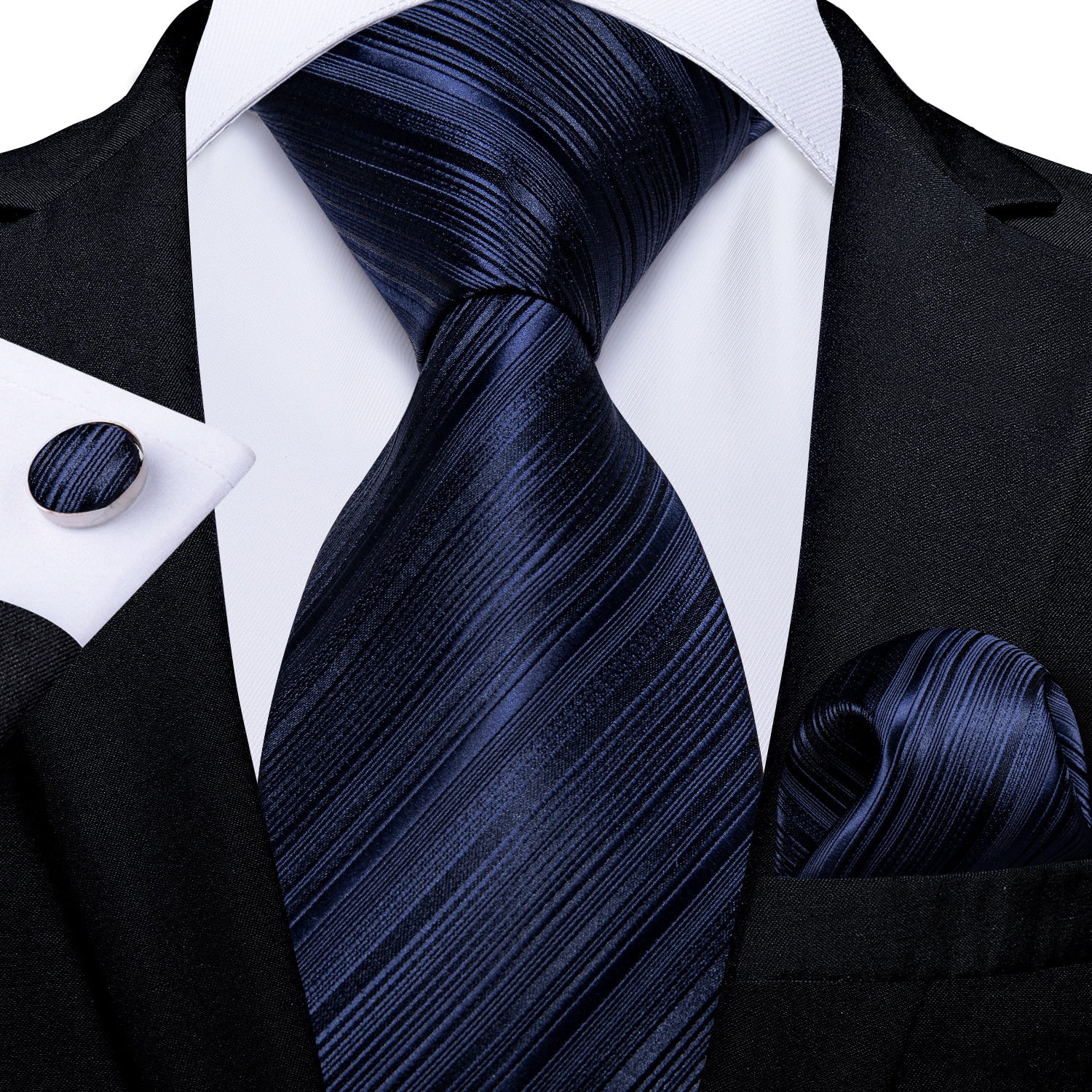 Classic 100% Silk Men's Ties 8cm Blue Plaid Dot Striped Business Necktie Handkerchief Wedding Party Tie Set The Clothing Company Sydney