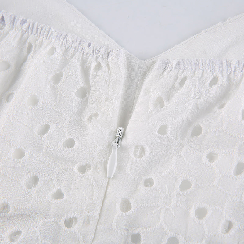 Hook Flower Mini Deep V Neck Vintage Puff Sleeve Short Summer Dress Boho Beach Sundress The Clothing Company Sydney