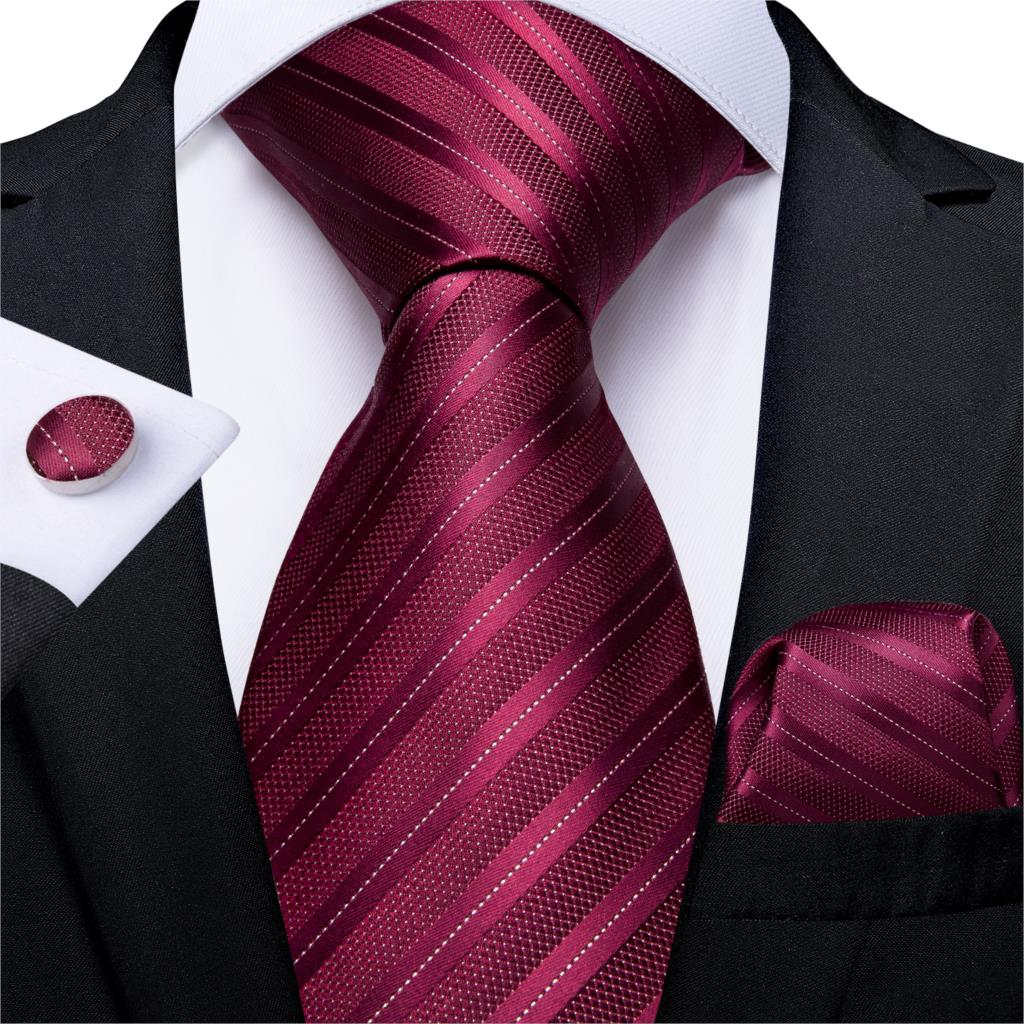 3 Piece Designer Men's Wedding Tie Gold Black Striped Silk Neck Ties For Men Hanky Cufflinks Set Business Party Wear The Clothing Company Sydney