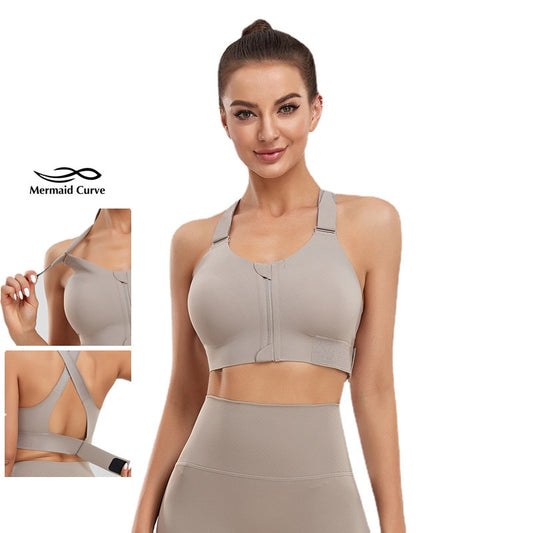 Shockproof Gym Sports Plus Size High-intensity Workout Running Seamless Velcro Shoulder Strap Hem Fitness Bra Top The Clothing Company Sydney