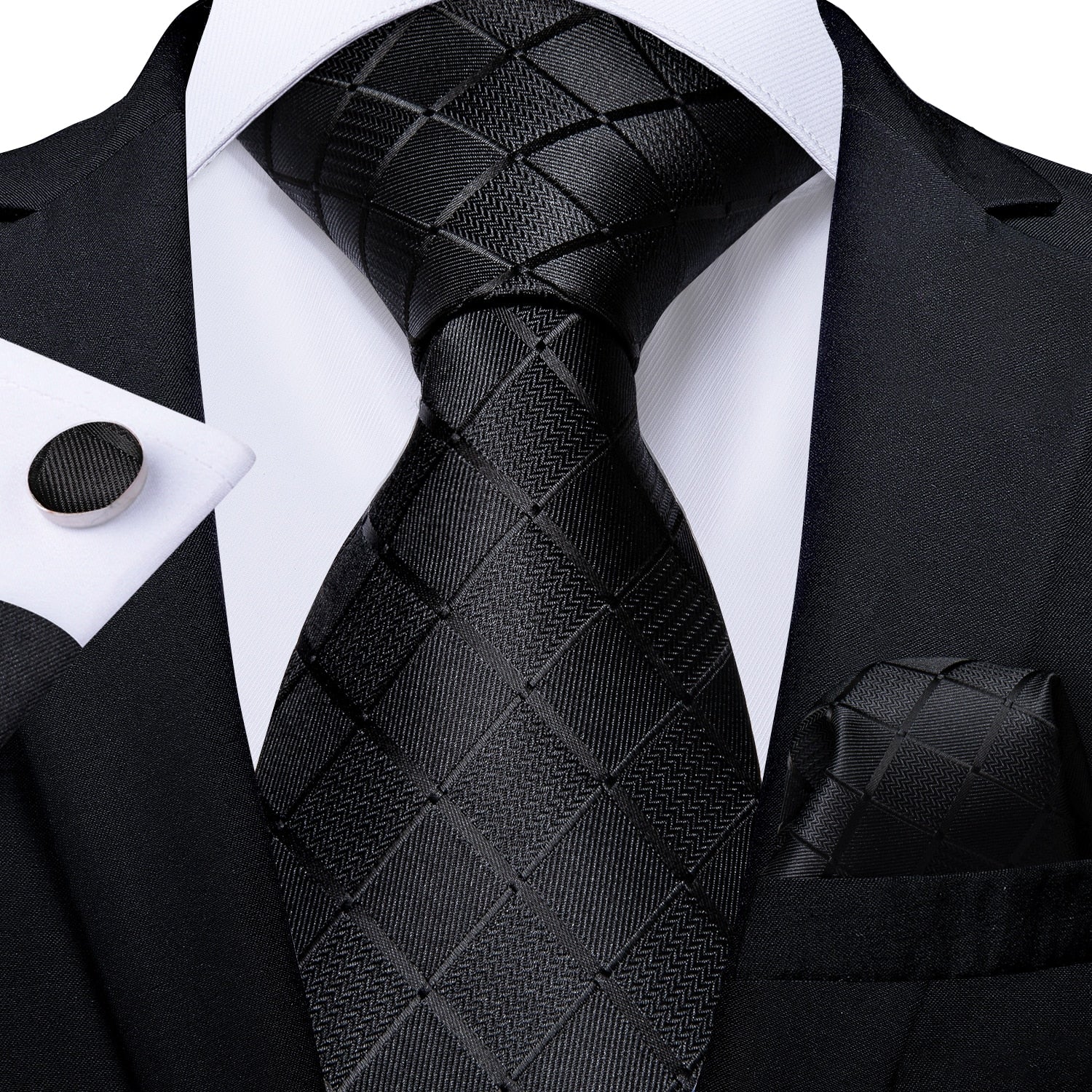 3 Piece Designer Men's Wedding Tie Gold Black Striped Silk Neck Ties For Men Hanky Cufflinks Set Business Party Wear The Clothing Company Sydney