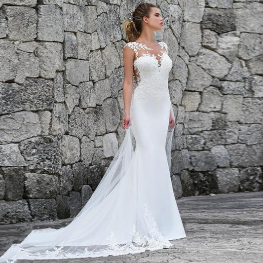 Mermaid Wedding Dress See Through Back Sleeveless Lace Appliques Wedding Gowns For Bride The Clothing Company Sydney