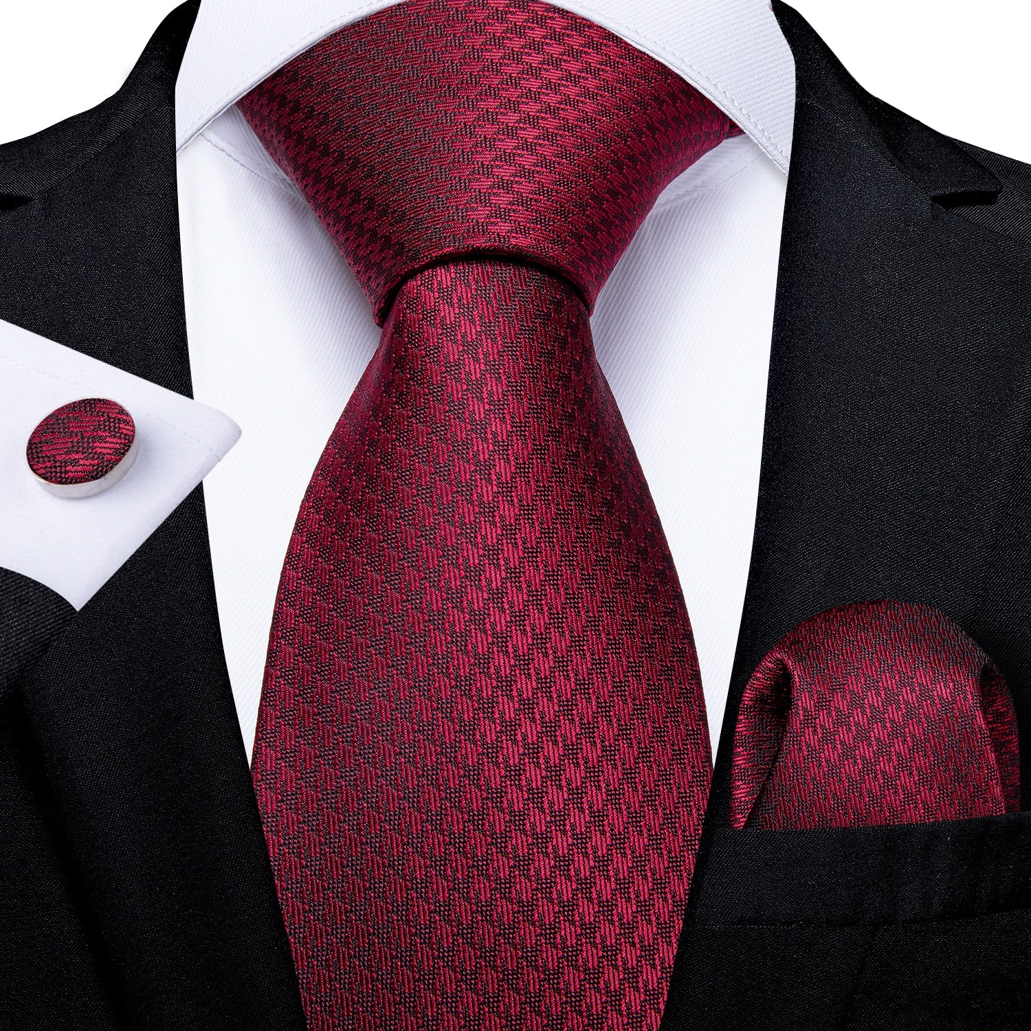 Designer Wedding Men's Tie Red  Solid Striped Paisley Neckties For Men Business Hanky Cufflinks Tie Set The Clothing Company Sydney