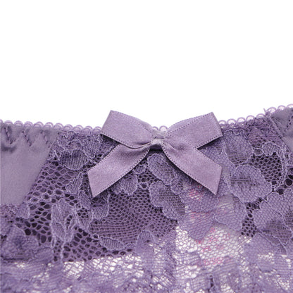 Ultra-Thin Gathered Plus Size Bowknot Floral Underwear Lace Strap Bra + Panties + Garte 3 Piece set The Clothing Company Sydney